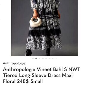 Anthropologie Black & White Tiered Floral Maxi Dress